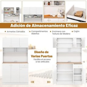 Armário de Cozinha / despensa 100 x 40 x 181 cm com tomadas elétricas, portas USB Branco