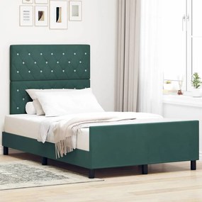 vidaXL Cama Box com cabeceira Verde Escuro 120 x 200 cm Veludo