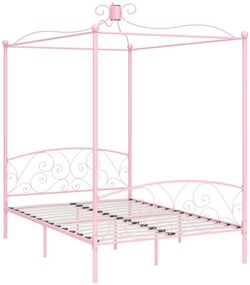 Estrutura de cama com dossel 120x200 cm metal cor-de-rosa