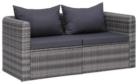 vidaXL Sofás de canto para jardim 2 pcs vime PE cinzento
