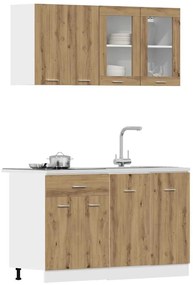 4pcs armário de cozinha conj. deriv. madeira carvalho artisiano