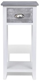 Mesa de cabeceira com 1 gaveta, cinzento e branco