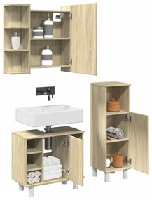 vidaXL 3 pcs conj. móveis casa banho derivados madeira carvalho sonoma