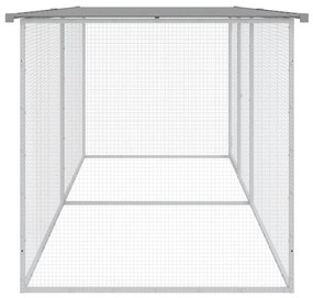 Galinheiro com teto 203x98x90 cm aço galvanizado cinza-claro
