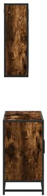 2 pcs conj. móveis casa de banho derivados madeira cor fumado