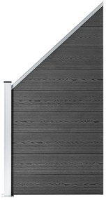 Conjunto de painel de vedação WPC 446x(105-186) cm preto