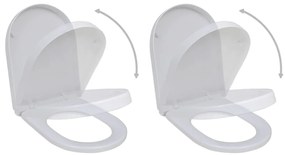 Tampos sanita com tampas de fecho suave 2 pcs plástico branco