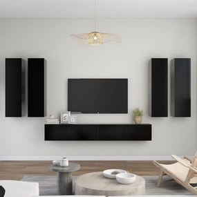 vidaXL 6 pcs conjunto de móveis de TV contraplacado preto