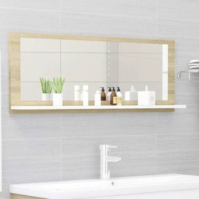 vidaXL Espelho casa de banho 100x10,5x37 cm contrap. branco e carvalho