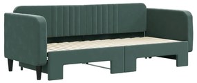 Sofá-cama com gavetão 80x200 cm veludo verde-escuro