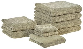 Conjunto de 9 toalhas em algodão verde azeitona MITIARO Beliani