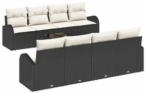 Conjunto de Sofá de Jardim de 9 Peças com Almofadas Pretas
