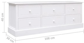 Móvel de TV 108x30x40 cm madeira de paulownia maciça branco