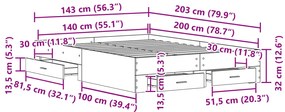 Estrutura de Cama com Gavetas Madeira Envelhecida