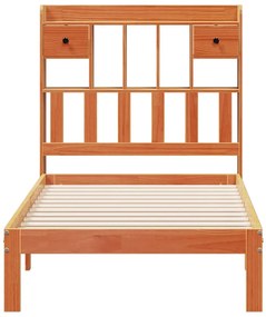 Cama c/ estante sem colchão 100x200cm pinho maciço castanho-mel