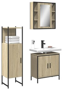 vidaXL 3 pcs conj. móveis casa banho derivados madeira carvalho sonoma