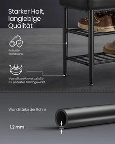 Banco para sapatos da coleção EKHO com costuras 30 x 100 x 50 cm Preto