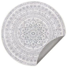 Tapete SONGMICS HOME, 160 cm de diâmetro, redondo e antiderrapante, decoração para sala de estar, quarto, lavável à máquina, estilo boho, cinza-pomba TAR052G01