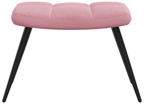 Cadeira de descanso com banco veludo rosa