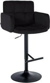 Banco de bar Los Angeles em veludo com estrutura preta 93-113 x 60 x 56 cm Preto
