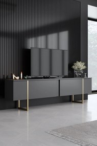 Conjunto de Mobiliário de Sala Luxe – Antracite e Dourado – Console 16