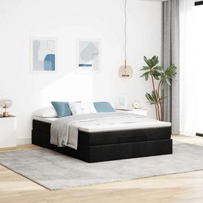 Estrutura de cama otomana com colchão 140x200 cm preta