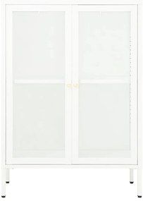 Aparador 75x35x105 cm vidro e aço branco