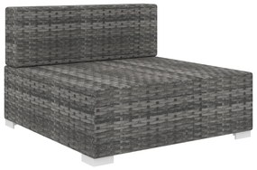 Assento de centro seccional c/ almofadões 1 pc vime PE cinzento