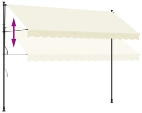 Toldo retrátil 350x150 cm tecido e aço cor creme