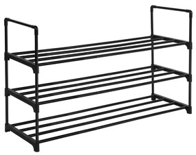 Sapateira com 3 prateleiras 92 x 30,5 x 55 cm preta