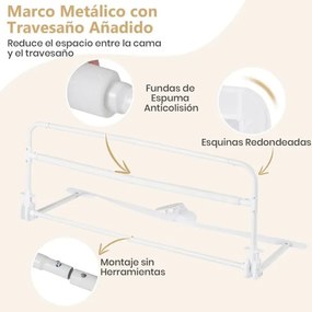 Barreira de Cama para Crianças Pequenas Dobrável de 100 cm com Capa Removível e Lavável e Correia de Segurança Cinzento
