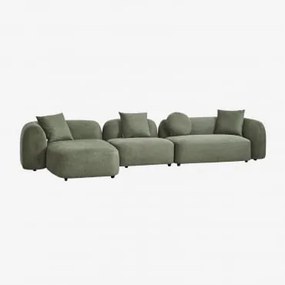 Sofá Modular Chaise Longue Esquerdo De 3 Peças Em Chenille Coco Chenille Verde Sálvia - Sklum