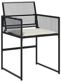 9 pcs conjunto de jantar p/ jardim c/ almofadões vime PE preto