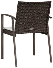 Cadeiras jardim + almofadões 4pcs 56,5x57x83cm vime PE castanho