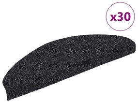 Tapetes de escada autoadesivos 30 pcs 65x21x4 cm preto