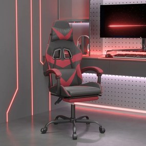 vidaXL Cadeira gaming giratória + apoio pés couro artific. preto/tinto