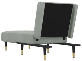 Chaise longue veludo cinzento-claro