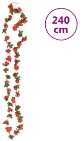 Grinaldas de flores de Natal 6 pcs 240 cm vermelho