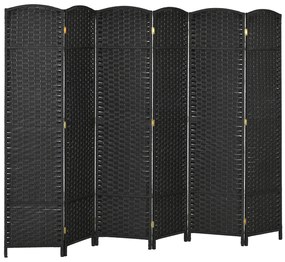 HOMCOM Biombo de 6 Painéis Separador de Ambientes Dobrável 240x170 cm para Sala de Estar Dormitório Escritório Preto