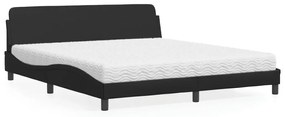 Cama com colchão 180x200 cm couro artificial preto