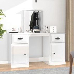 3185337 vidaXL Toucador com espelho 130x50x132,5 cm branco brilhante