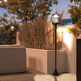 2 Candeeiros Solares de Exterior com Painel Solar Acendimento Automático Impermeável IP44  23,5x23,2x184 cm Preto