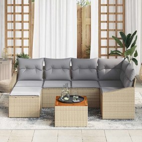 Conjunto de Sofá de Jardim 7 pcs Bege, cinza claro