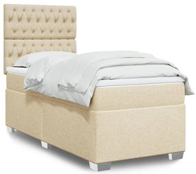 Cama com molas/colchão 90x190 cm tecido cor creme