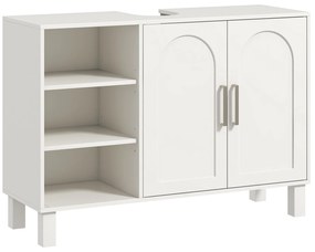 HOMCOM Móvel para Lavatório Suspenso Móvel para Casa de Banho Moderno com 2 Portas e Prateleiras Ajustáveis 90x30x63 cm Creme | Aosom Portugal