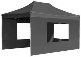 Tenda dobrável profissional c/ parede alumínio 4,5x3m antracite