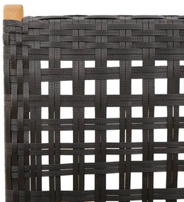 Cadeiras jardim reclináveis 6 pcs vime PE/madeira maciça preto
