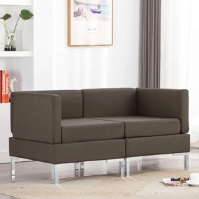 vidaXL 2 pcs conjunto de sofás tecido cinzento-acastanhado