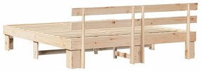 Estrutura de Cama com Cabeceira 180x200 cm Madeira Maciça de Pinho