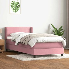 vidaXL Cama com molas/colchão rosa 90x220 cm veludo